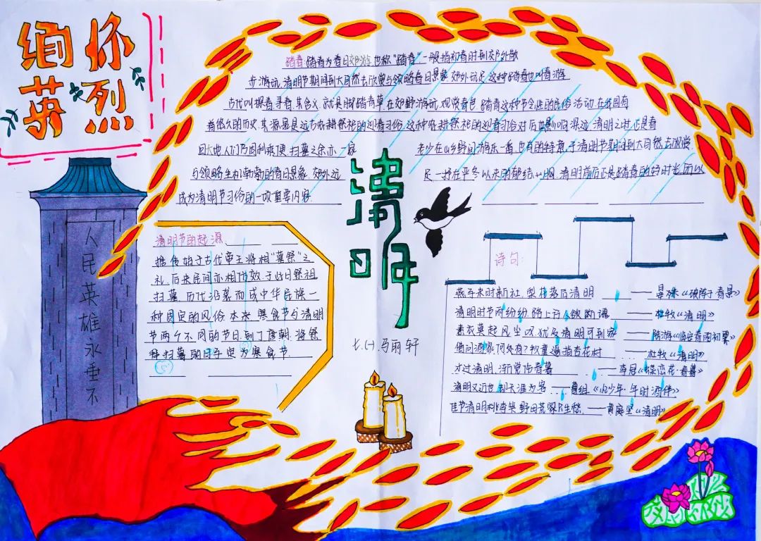 經(jīng)典研習(xí)，文明緬懷｜洛陽(yáng)東外初中部清明節(jié)手抄報(bào)展示活動(dòng)