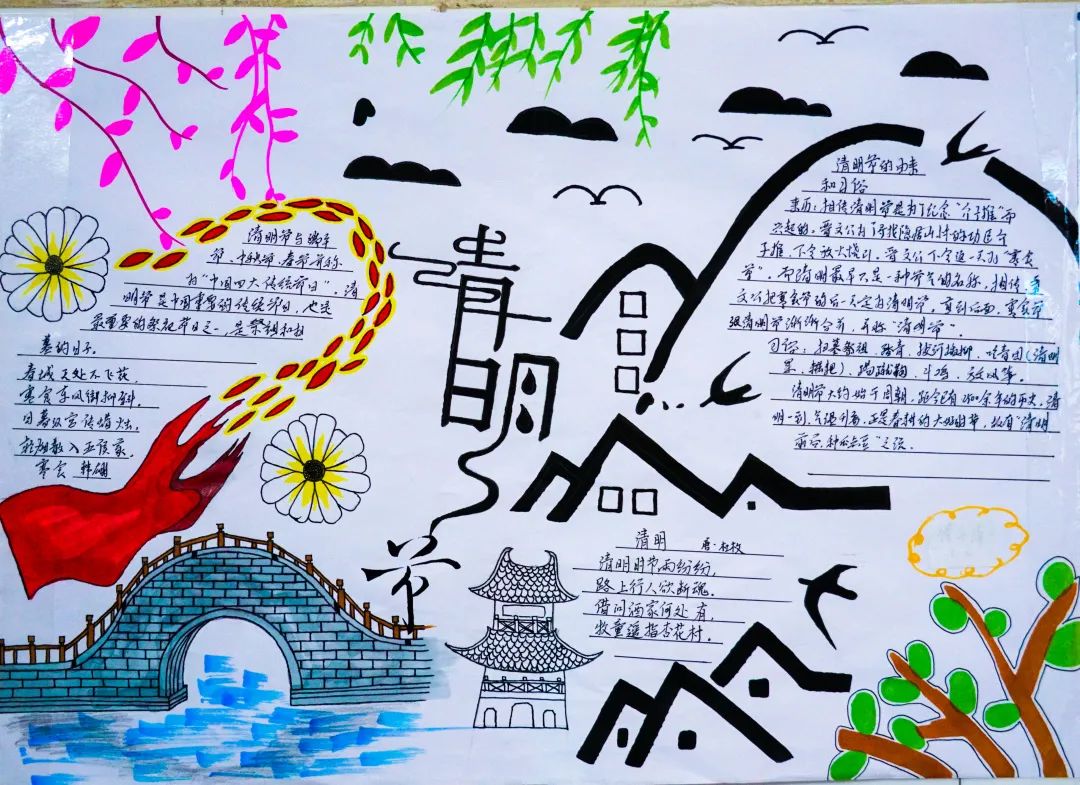 經(jīng)典研習(xí)，文明緬懷｜洛陽(yáng)東外初中部清明節(jié)手抄報(bào)展示活動(dòng)