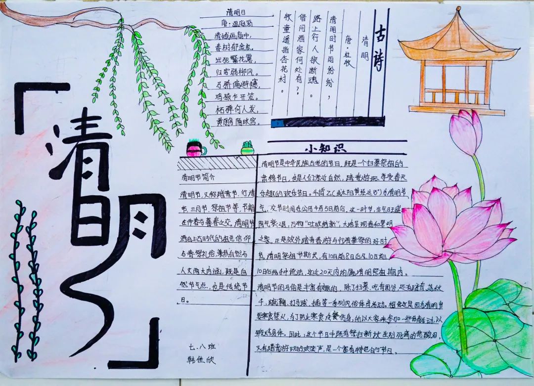經(jīng)典研習(xí)，文明緬懷｜洛陽(yáng)東外初中部清明節(jié)手抄報(bào)展示活動(dòng)